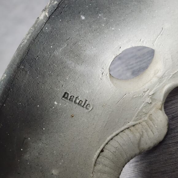 Vintage John Natale Raku Pottery Vase with Stand Riser Gray Rust Abstract Rustic - Picture 3 of 11